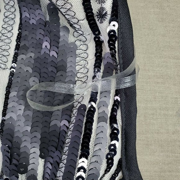 Marina Dresses Polyester Black Sequence Women Slit Back Sleeveless Medium Top - Picture 9 of 11